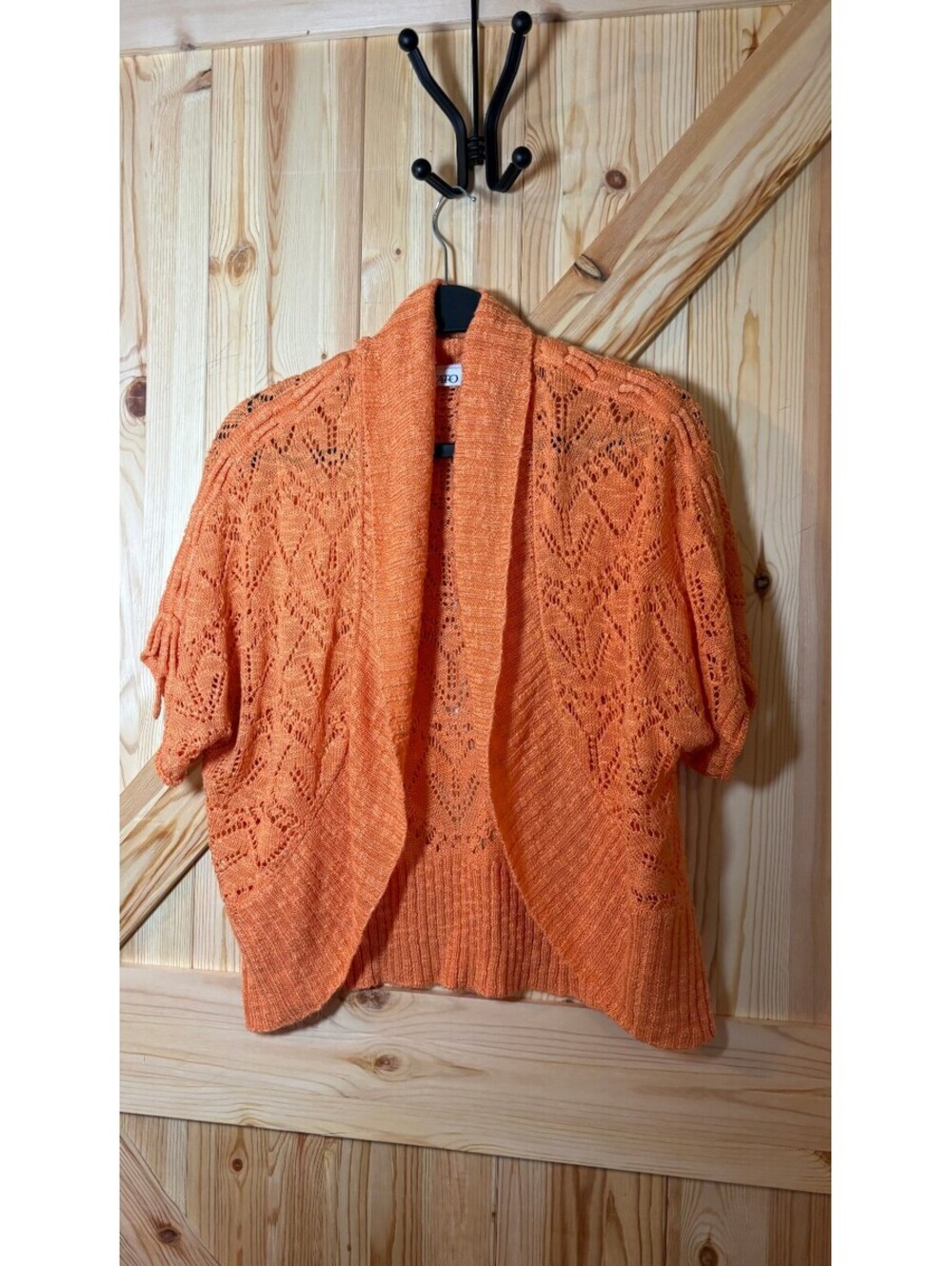 CATO Orange Open Knit Cardigan Sweater Size Large
